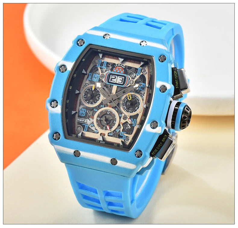 New generation sports hollow design business watch modern sports machinery wind quartz small three-disc craft watch