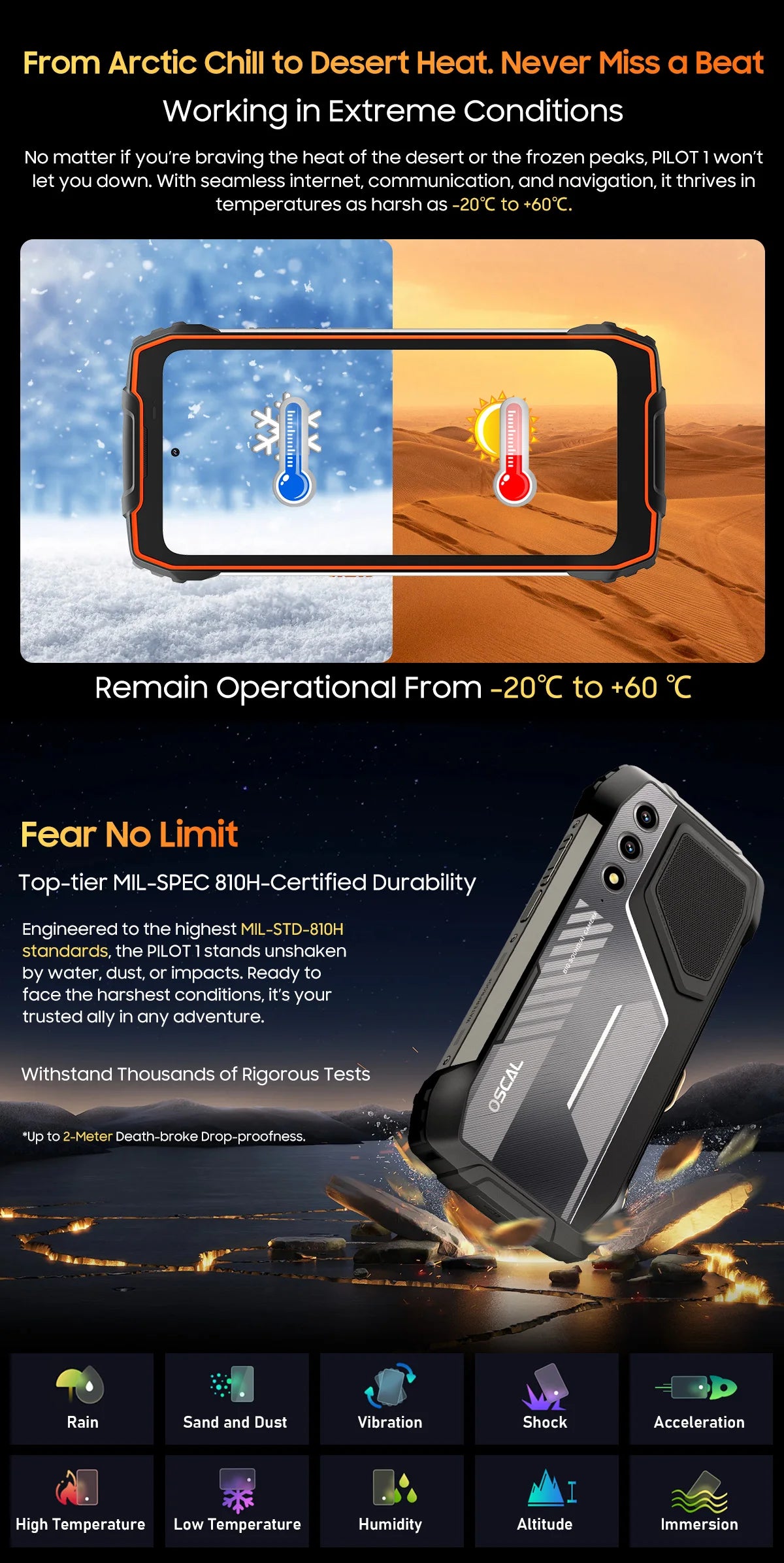 Blackview OSCAL PILOT 1 Rugged Phone, 6GB 256GB Smartphone Helio G81, 6.67'' Display Mobile Phone With 15000mAh, NFC Cellphones