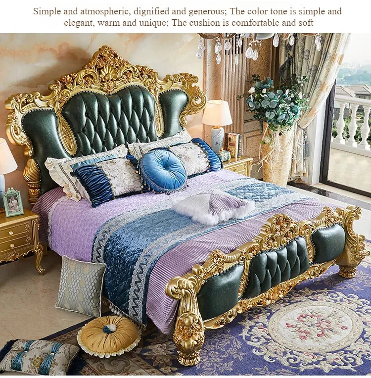 Luxury European King Size Bed Frame Large Master Sleeping Design Bed Frame Bedding Floor Camas De Dormitorio Bedroom Furniture