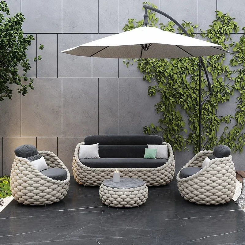 Elegant and Durable Outdoor Rattan Furniture Set with Modular Sectional Design