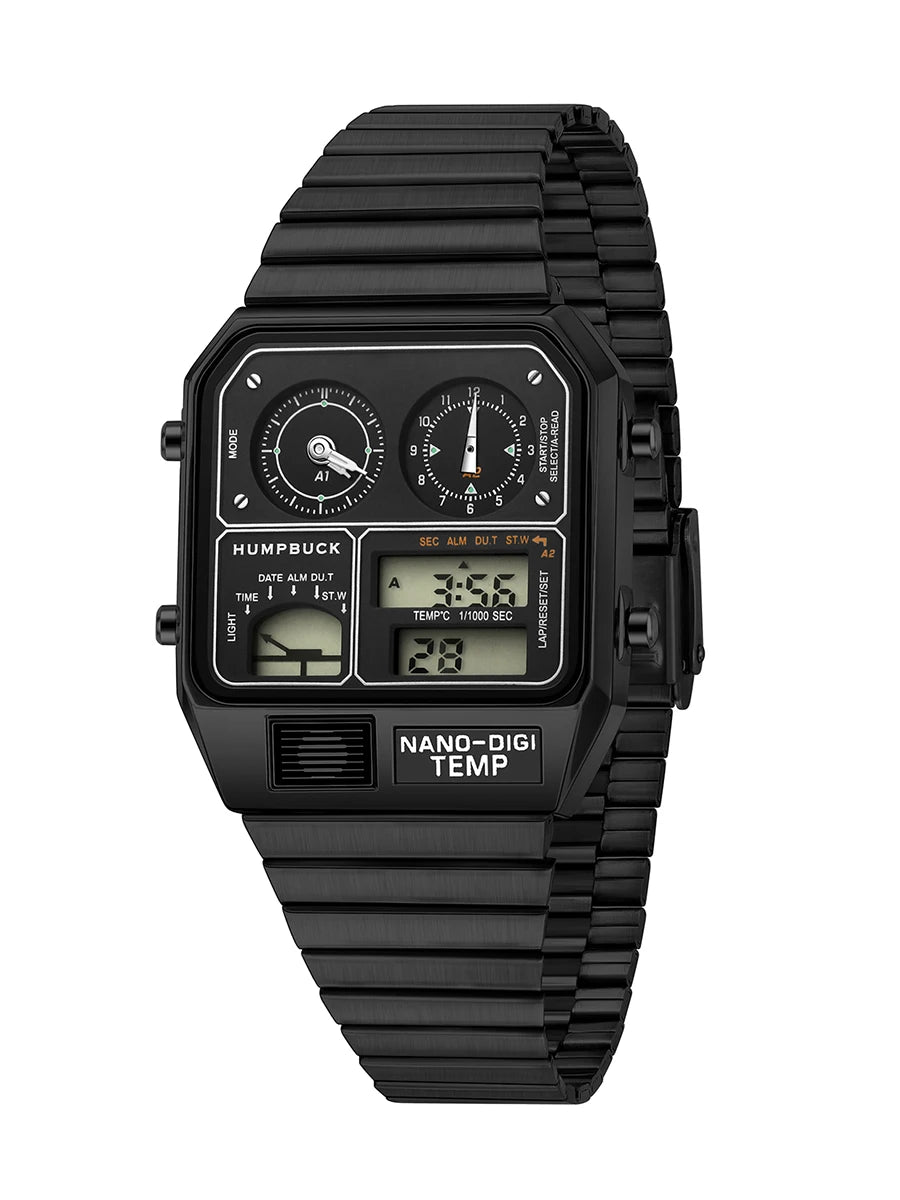 HUMPBUCK Digital Watches for Men Classic Themes Multifunctional Wristwatch with Temperature Stopwatch Dual Time and Calendar