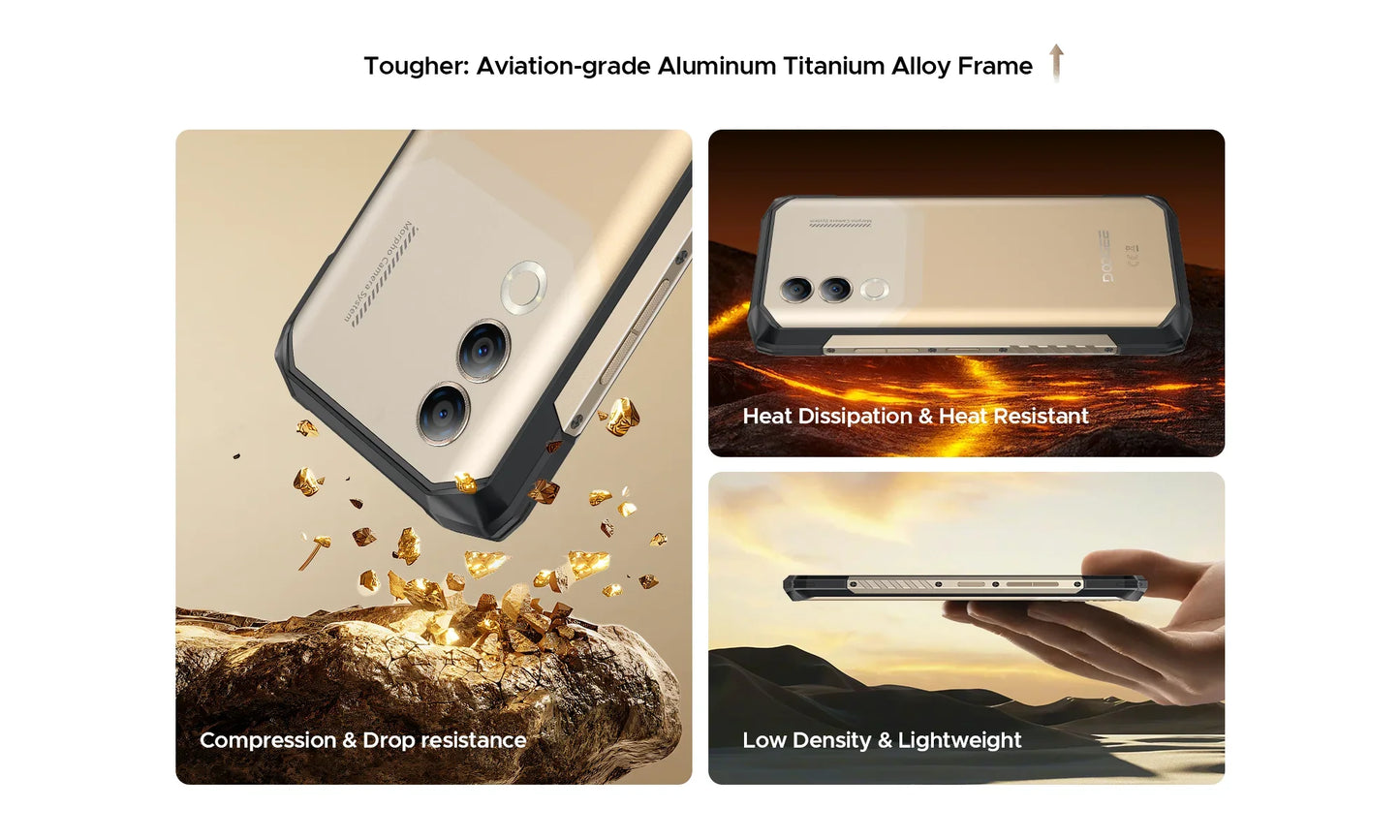 NEW DOOGEE Blade 20 Turbo 5G Rugged Phone 6.6″ Dimensity 7050 8GB+256GB Mobile Phone 10300mAh 50MP 90Hz Android15 Smartphone