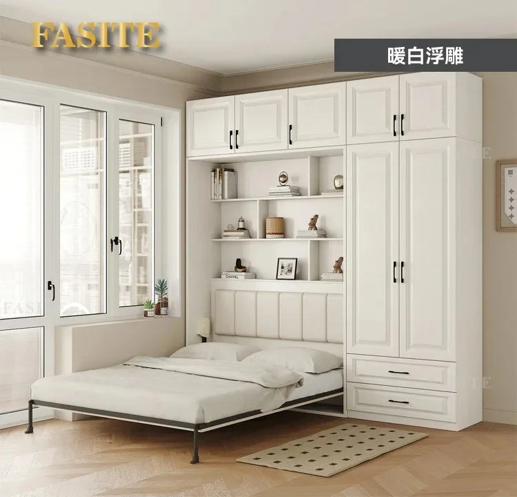 Invisible bed wall, bed, wardrobe, integrated 1.35-meter multifunctional foldable Murphy bed, flip bed under the bed