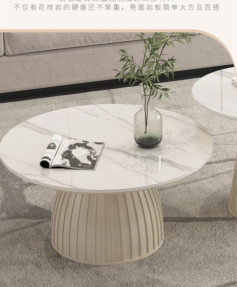 Cream Wind Rock Plate Coffee Table Living Room Small Simple Tea Table Center Modern Hallway Mesa Centro Salon Furniture Home