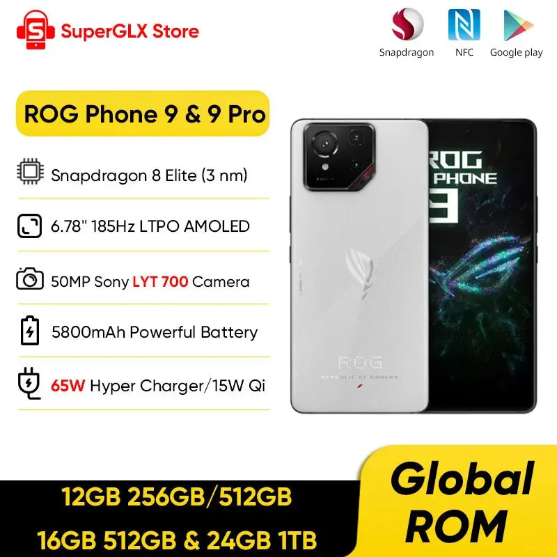 Global ROM ASUS ROG Phone 9 5G Smartphone Snapdragon 8 Elite 6.78" 185Hz LTPO Display 5800mAh 65W Charging Android 15 ROG 9 Pro