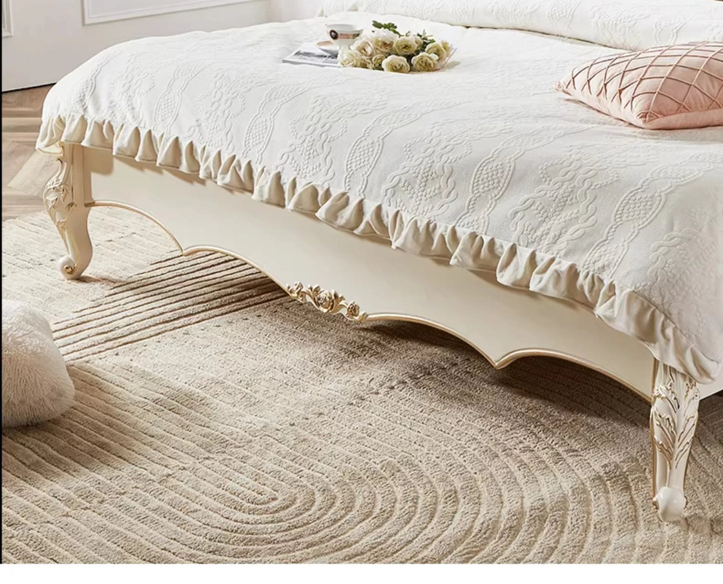 European Bedroom Massage Bed Design Frame Luxury Double Bed Princess Sleeping Platform Safe Sofa Headboards Cama Home Furniture