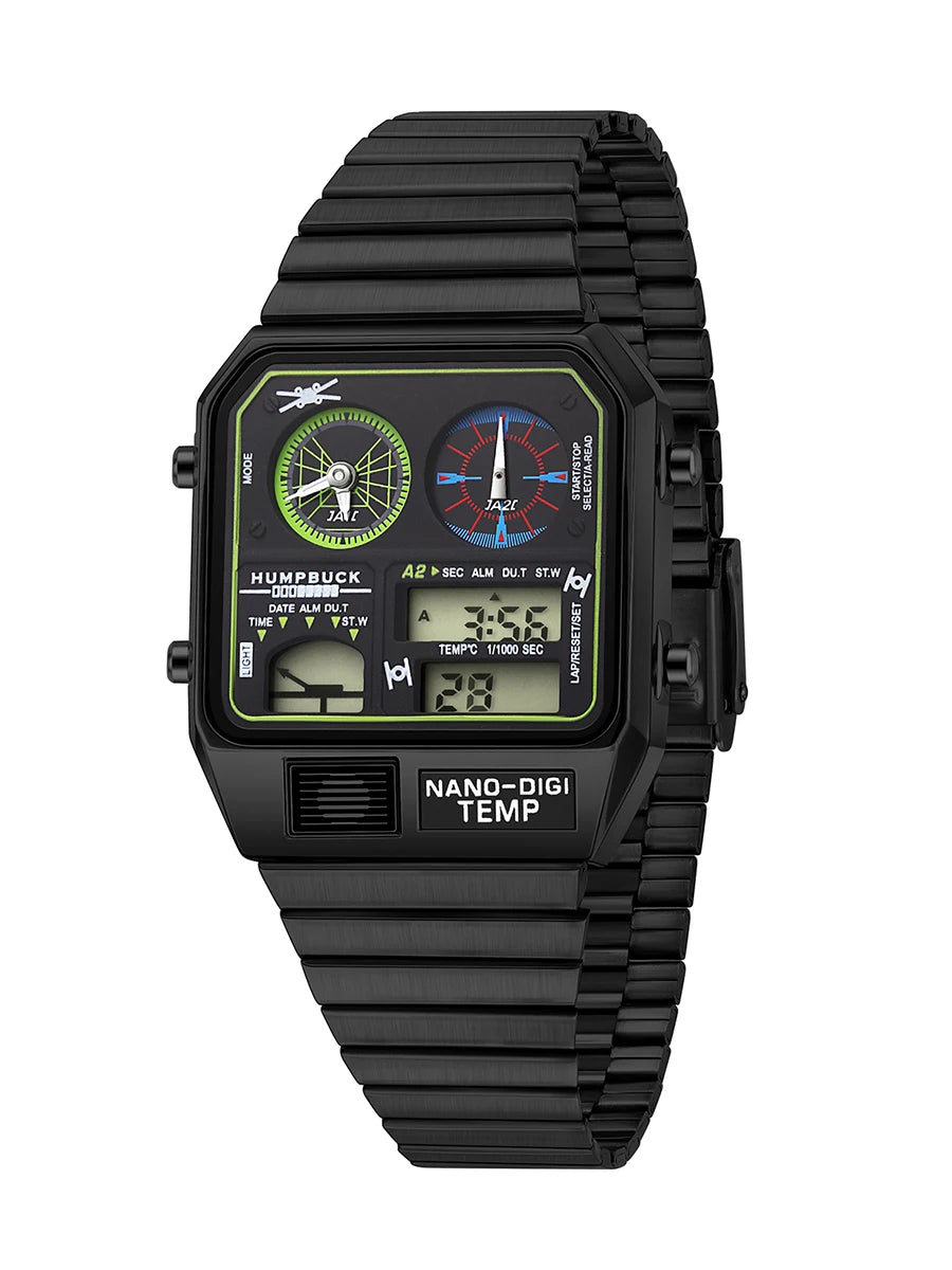 HUMPBUCK Digital Watches for Men Classic Themes Multifunctional Wristwatch with Temperature Stopwatch Dual Time and Calendar