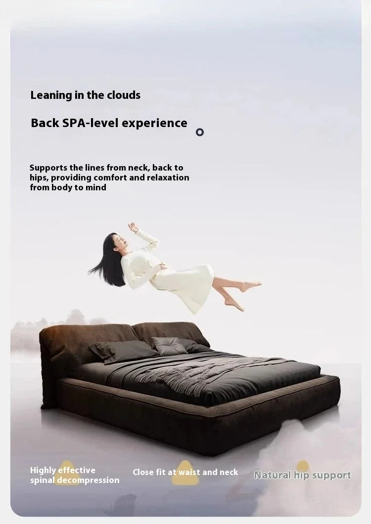 1.8 Meters 1.5 Meters Cloth Bed Cream Wind Simple Modern Double Master Bedroom Queen Bed Frames Black Coffee Color Soft Bed