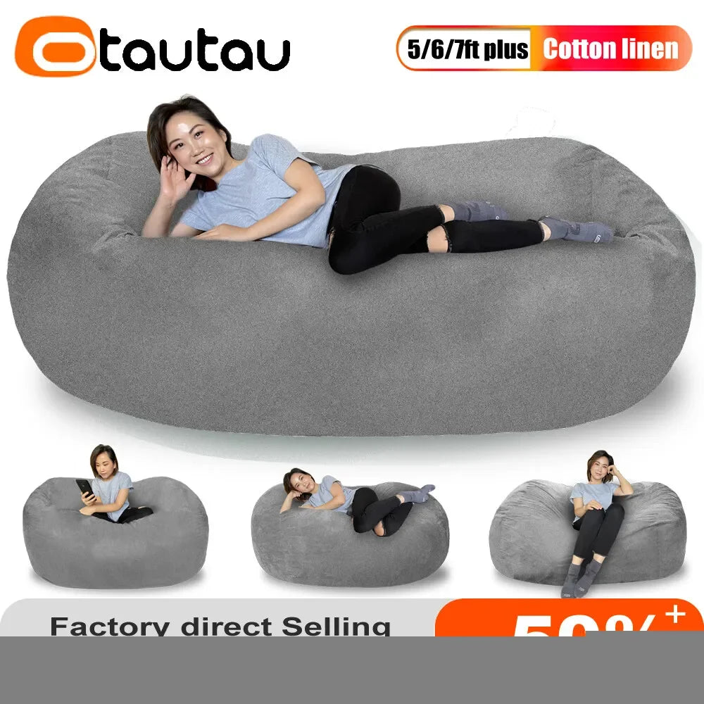 OTAUTAU 240L EPS Ball Filler for 3ft Beanbag Pouf 3-5mm Polyester Pillow Cushion Bean Bag Chair Snow Scene TL001