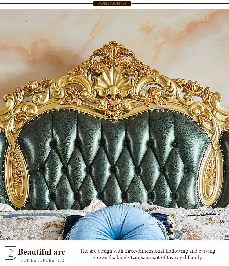 Luxury European King Size Bed Frame Large Master Sleeping Design Bed Frame Bedding Floor Camas De Dormitorio Bedroom Furniture