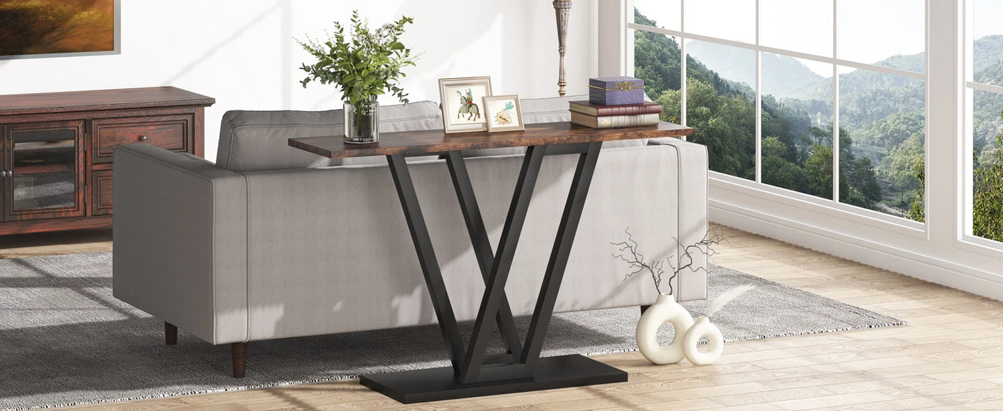 Console Table, Industrial Hallway Table for Entryway, 43 Inch Entryway Tables Narrow Sofa Table for Living Room, Rustic Brown