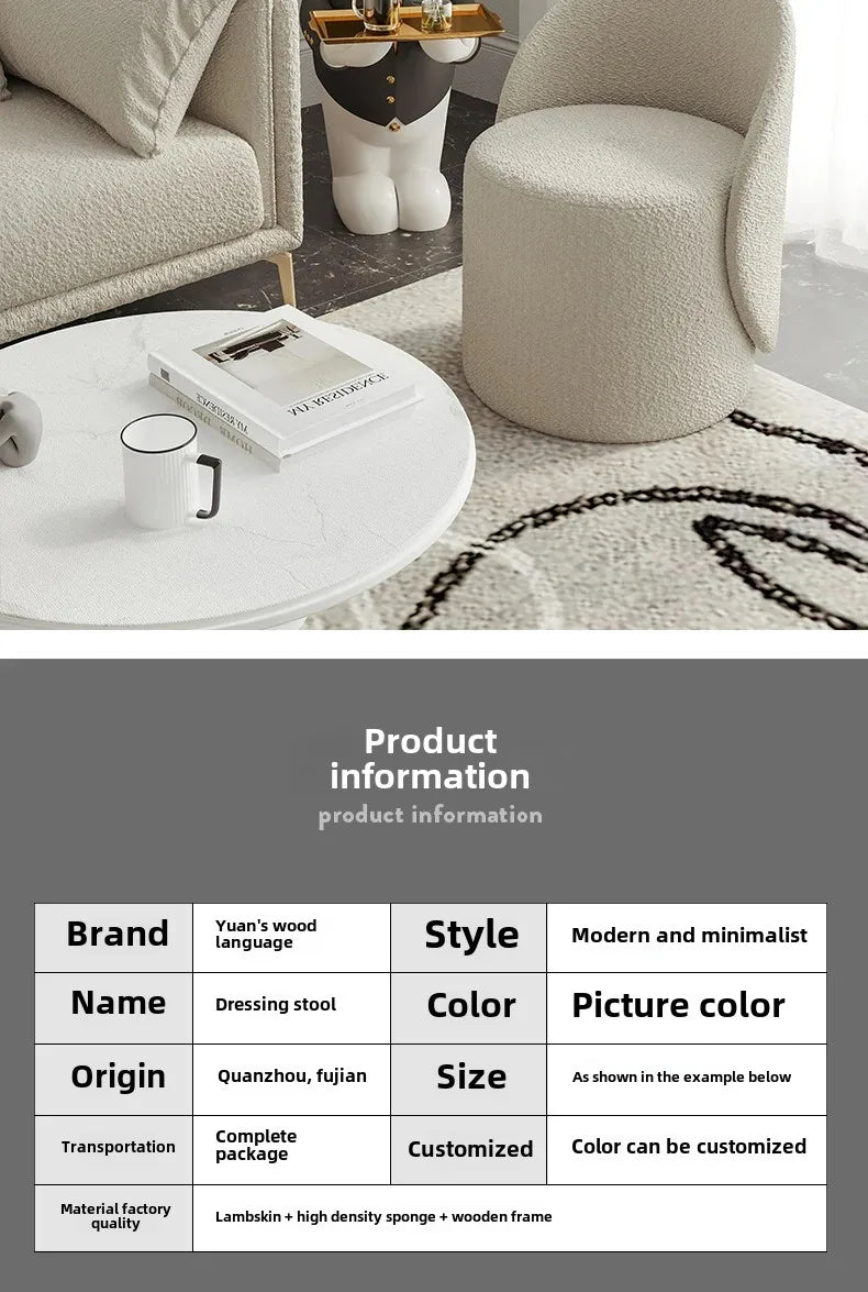 Professional Backrest Chair for Bedroom, Vanity Stool, Minimalist Makeup Seat, French Style, Home Furniture, Elegant
