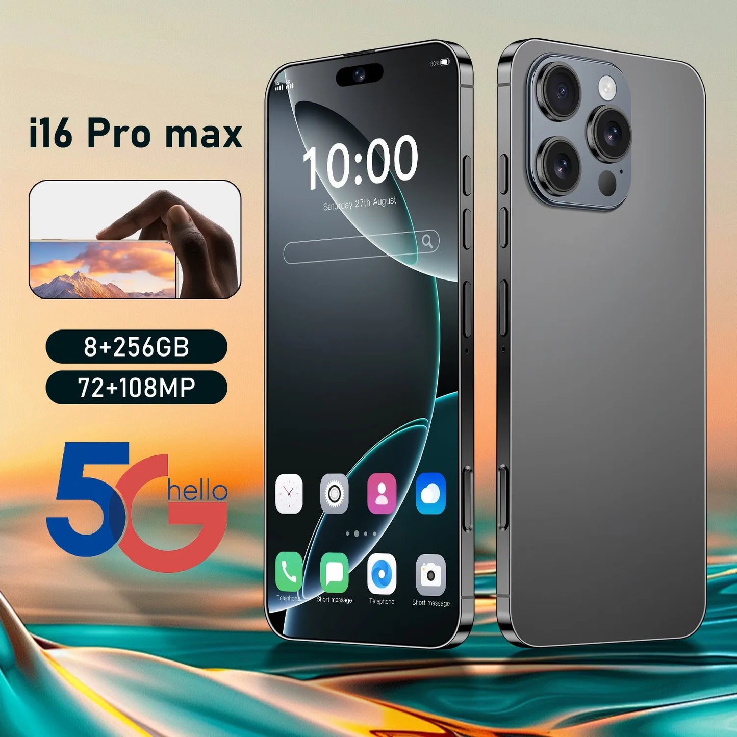 New i16 Pro Max original intelligent 5G dual card dual standby Android 14 system global version phones 8000mAh battery