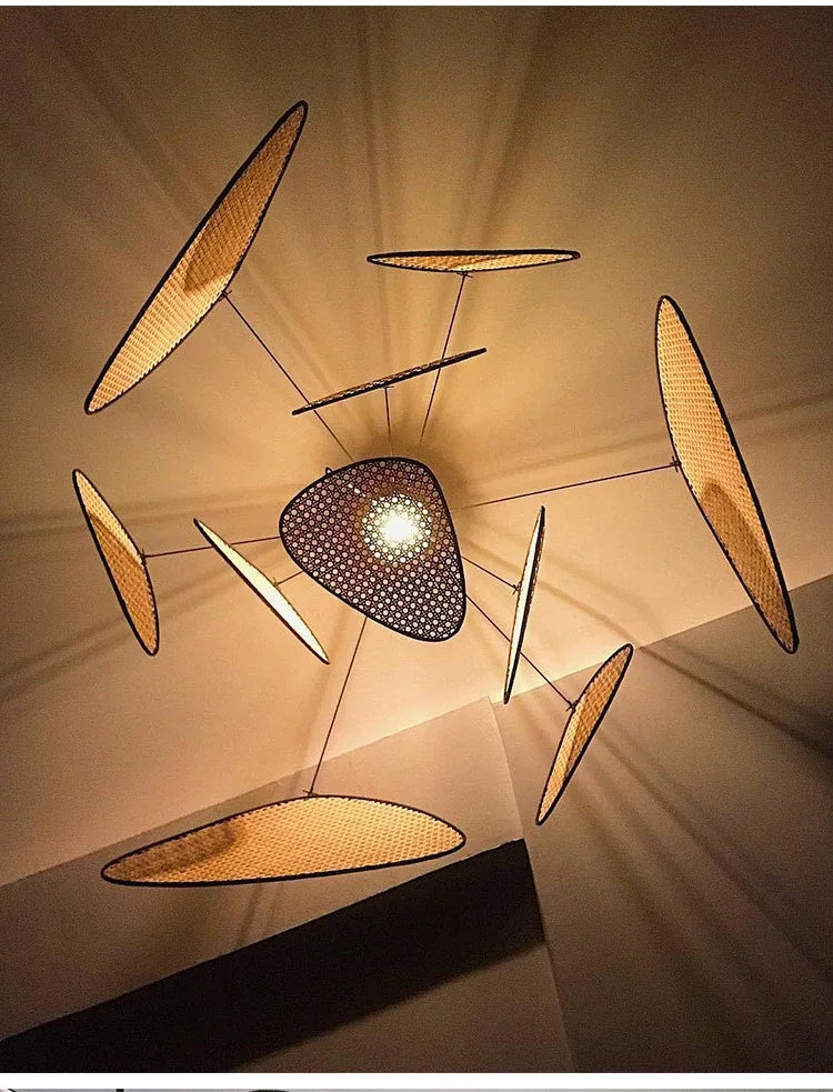 Japanese Wabi Sabi Art LED Pendant Lights Nordic Luxury Bamboo Rattan Lamp for Living Dining Bed Room Home Decoration Chandelier