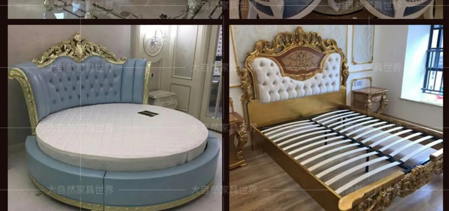 European Luxury Double Bed Carving Court Queen Lounge Bedroom Bed Design Aesthetics Comfortable Wedding Muebles Home Furniture