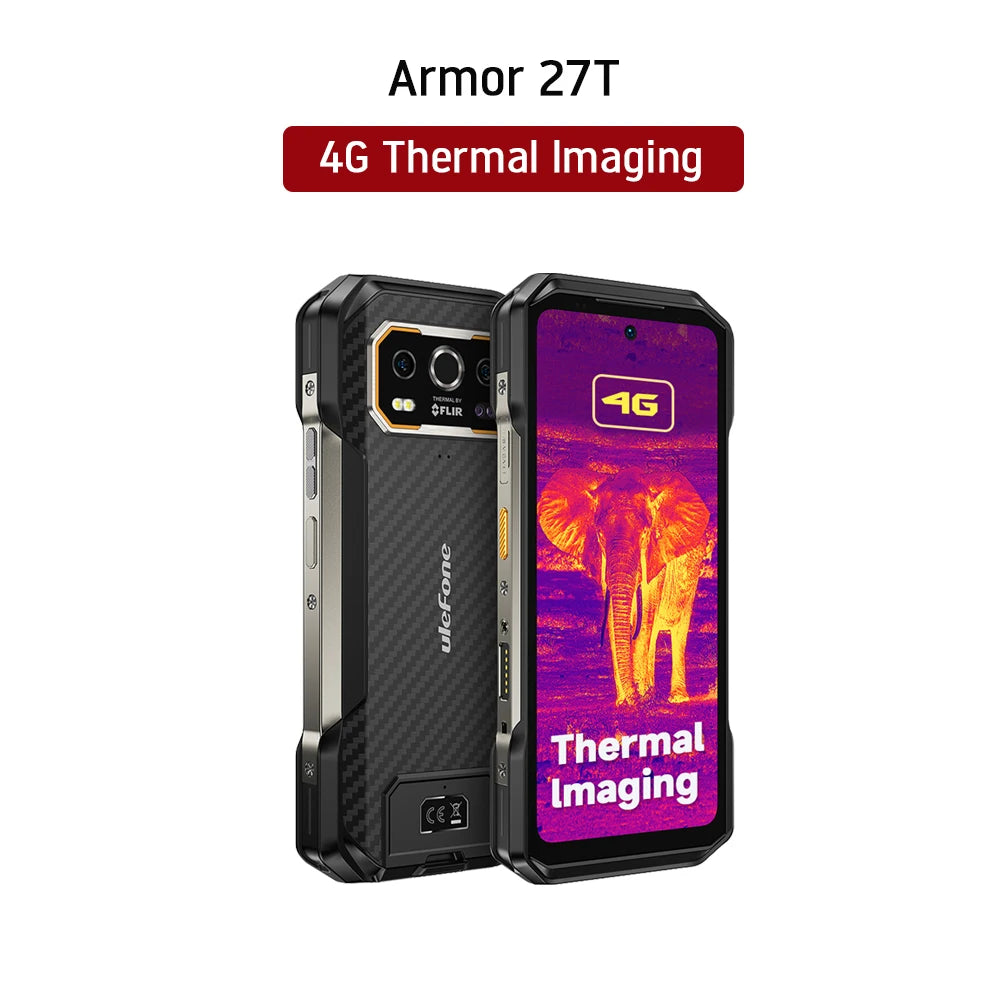 Ulefone Armor 27T 4G THERMAL BY FLIR® Rugged Phone 10600mAh Up to 24GB+256GB 6.78"FHD 120Hz Night Vision Android 14 Smartphone