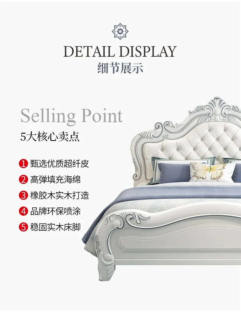 Princess Wood Frame Bed Modern Platform Designer Wooden Full Set Bed Double Headboards Luxury Camas De Dormitorio Home Furniture