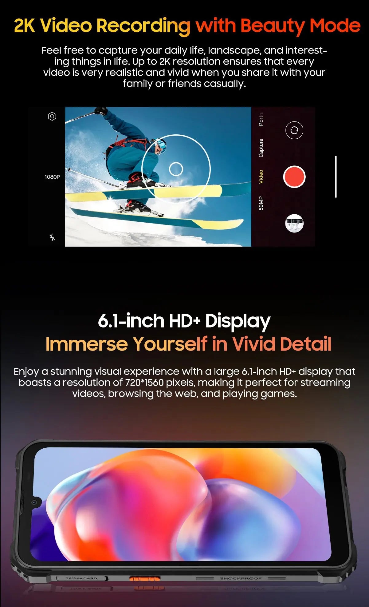 Blackview BV5300 Plus Rugged Smartphone Android 13 Octa-core G72 6.1'' HD Display 8GB 128GB Mobile Phone 13MP 6580mAh Cellphone
