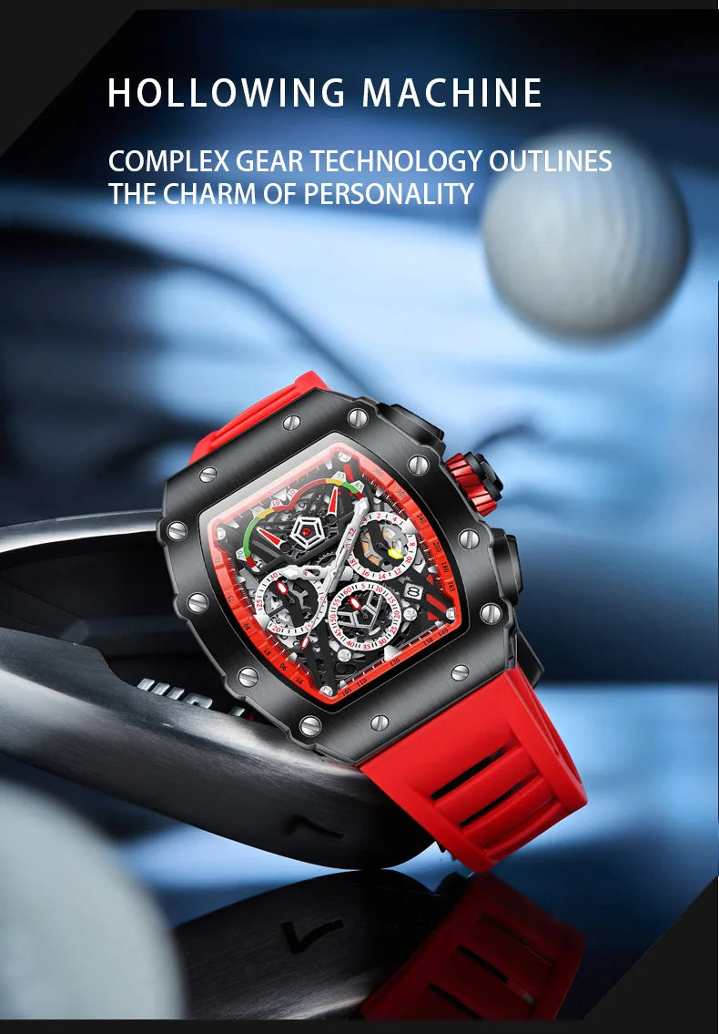 New Luxury Men Watch ONOLA Fashion Fully Automatic Mechanical Watches Man Unique Design Waterproof Tape Watch Wristwatch