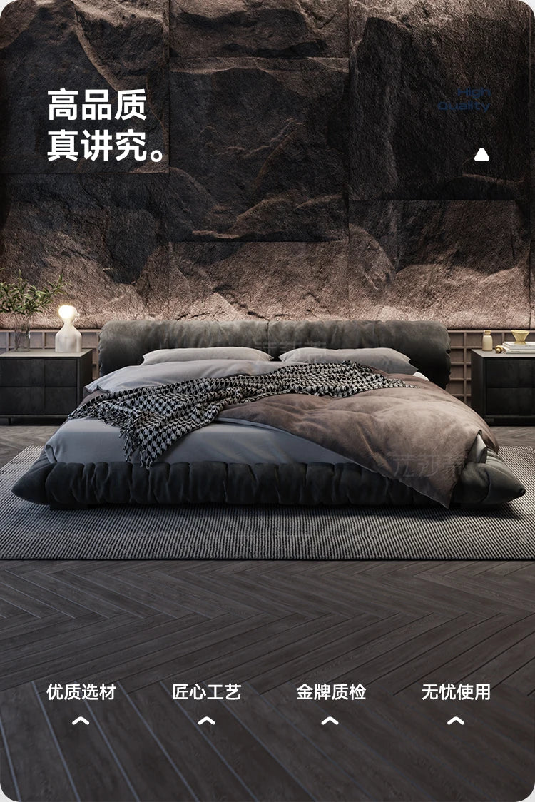 Backrest Duvet Double Bed Waterproof Luxury Gray Big Wooden King Size Beds Bedroom Adults Floor Cama De Casal Home Furniture