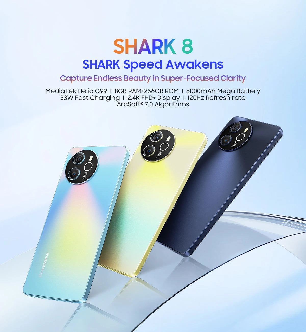 Blackview SHARK 8 Smartphone Android13 G99 Mobile Phone 6.78'' 120Hz 2.4K Display 8GB+8GB RAM, 128GB/256GB ROM 64MP Cellphone