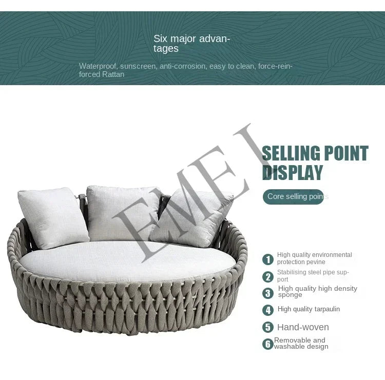Outdoor Rattan Swimming Pool Leisure Courtyard Loungers Beach Beds Outdoor Hotel Garden Terrace Sofa