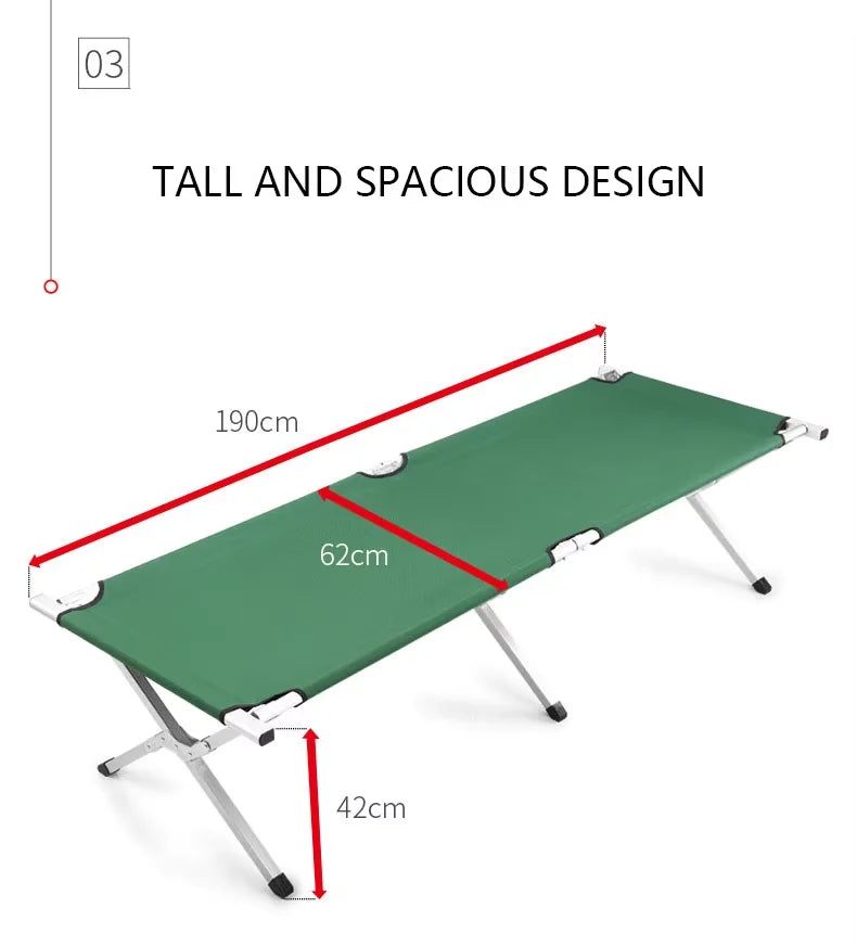 Custom Ultra Lightweight Aluminum Alloy Folding Cot Outdoor Camping Marching Tactical Bed Ultra Wide and Comfortable
