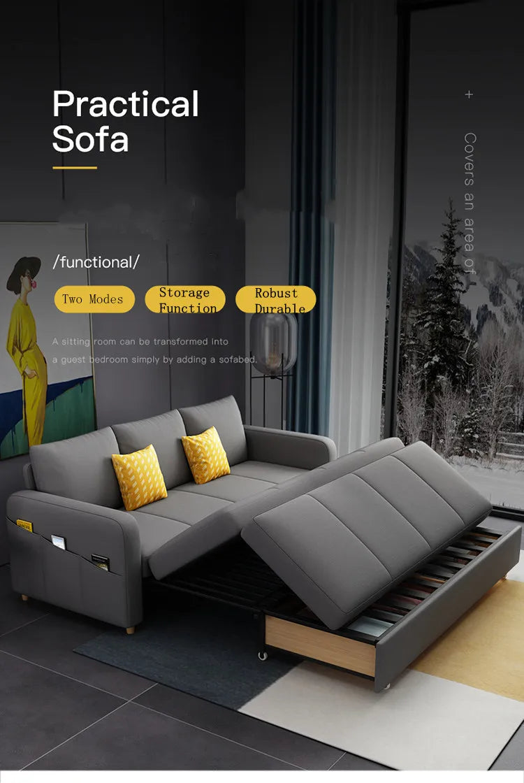 Space Saving Multi-purpose Living Room Set Furniture Modern Fabric Folding Sofa Bed