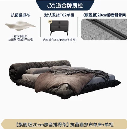 Backrest Duvet Double Bed Waterproof Luxury Gray Big Wooden King Size Beds Bedroom Adults Floor Cama De Casal Home Furniture