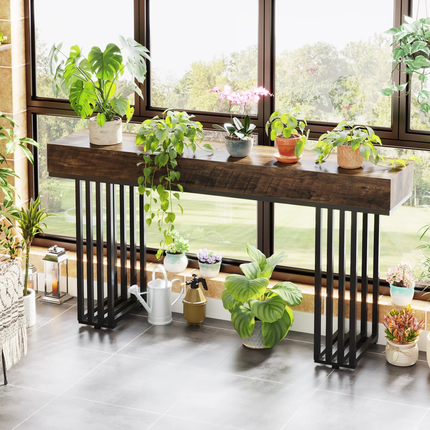 Tribesigns 63-Inch Long Console Table, Farmhouse Wooden Sofa Table Behind The Couch, Narrow Entryway Table for Entrance, Hallway