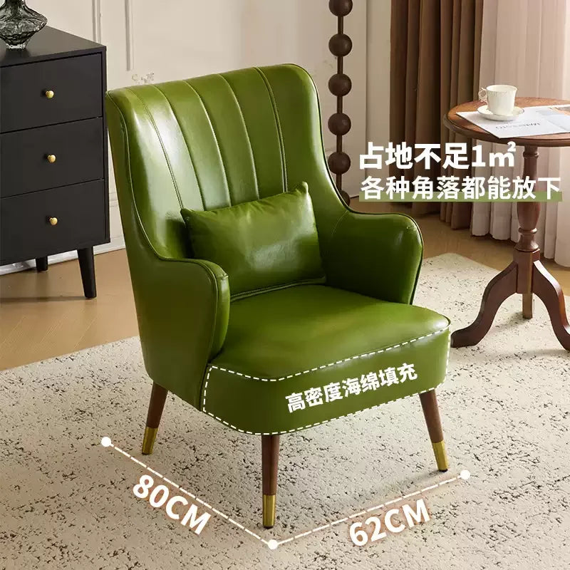 Elastic Ottoman Armrest Chair Leather Green Beaty Meditation Lazy Chair Balcony Relax Cadeiras De Sala De Estar Furniture