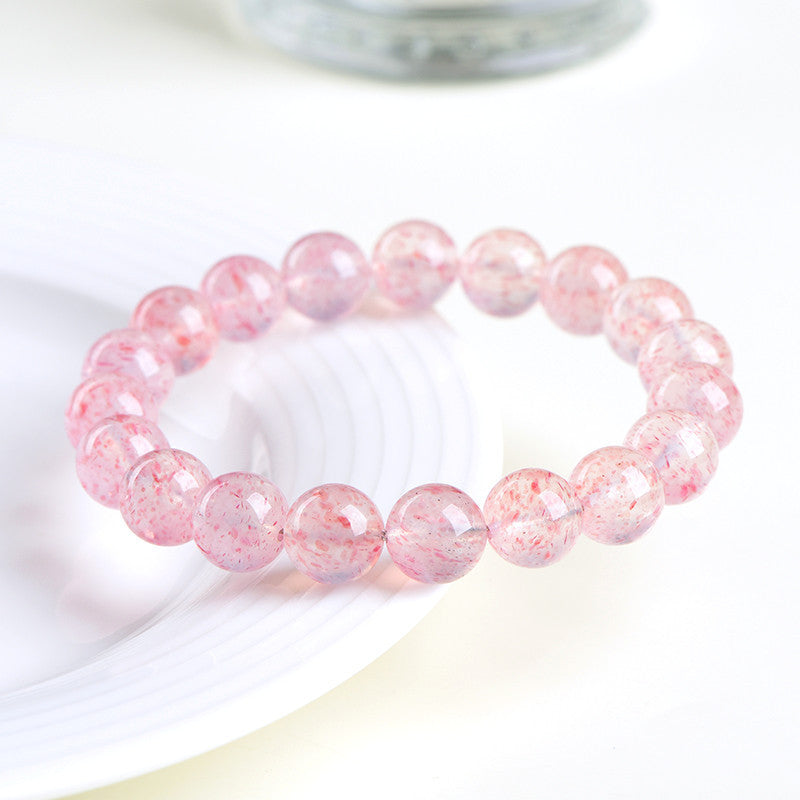 Natural White Water Strawberry Crystal Ball Bracelet