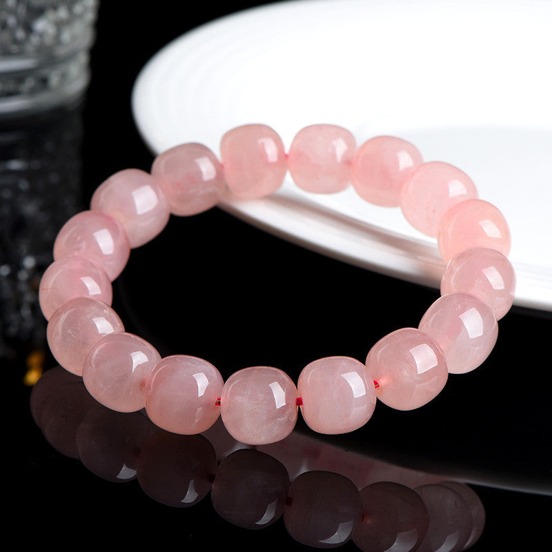 Natural Crystal Barrel Shaped Bead Bracelet