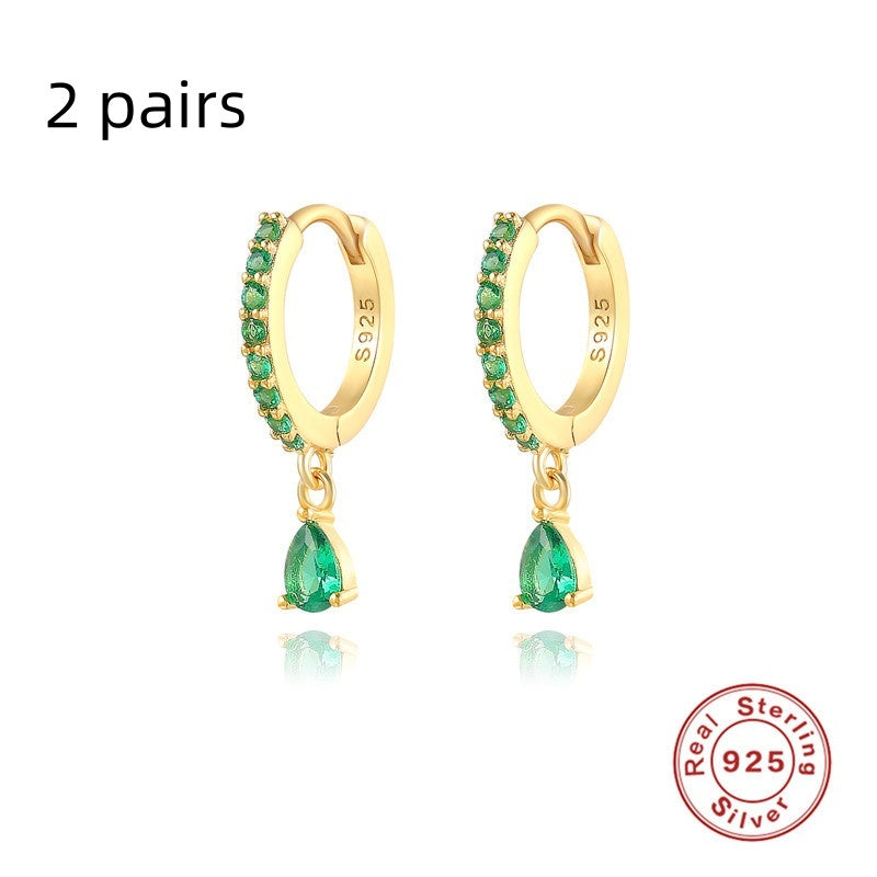 S925 Sterling Silver Diamond Water Drop Eardrop Earring