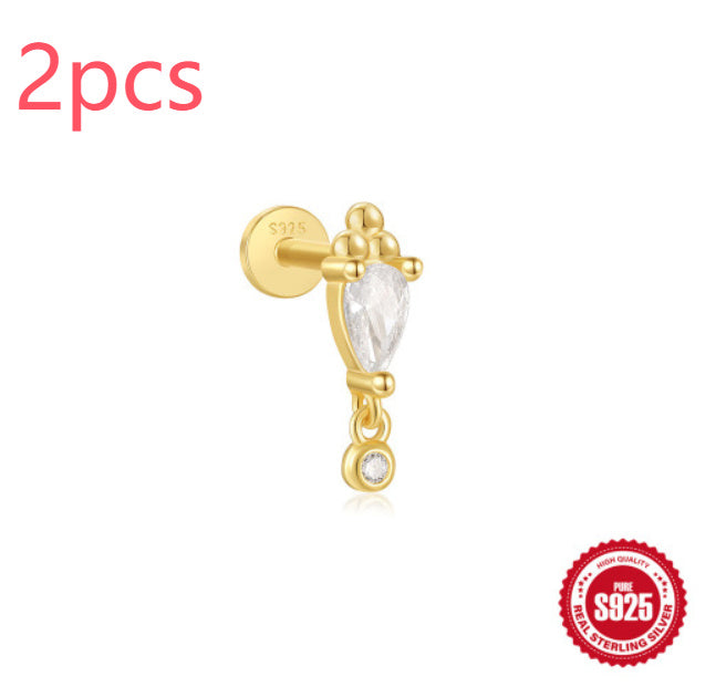925 Sterling Silver XINGX Inlaid Tassel Piercing Ear Stud