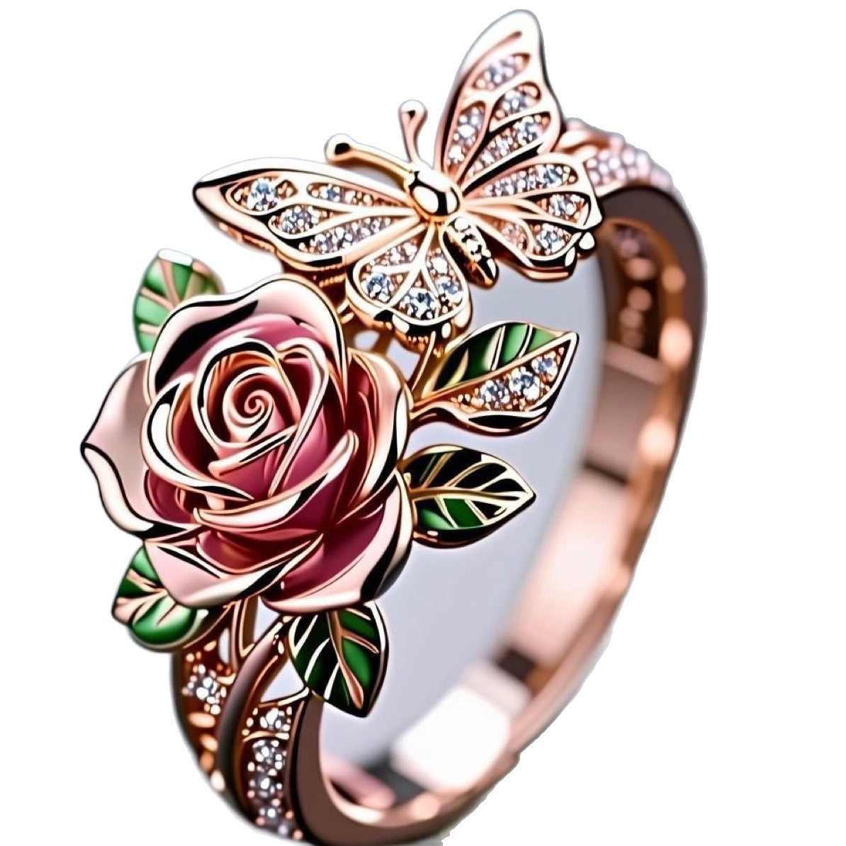 Colorful Oil Necklace Butterfly Personality Ring