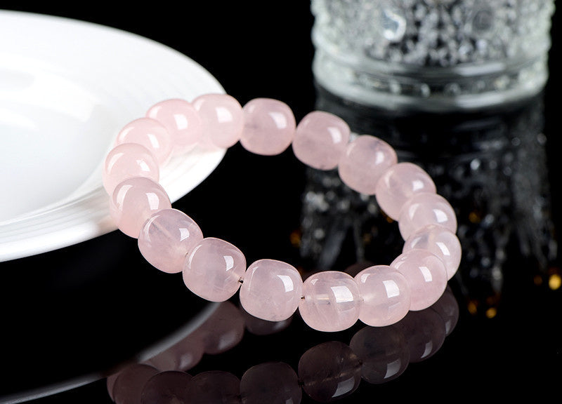 Natural Bamboo Crystal Barrel Bead Bracelet