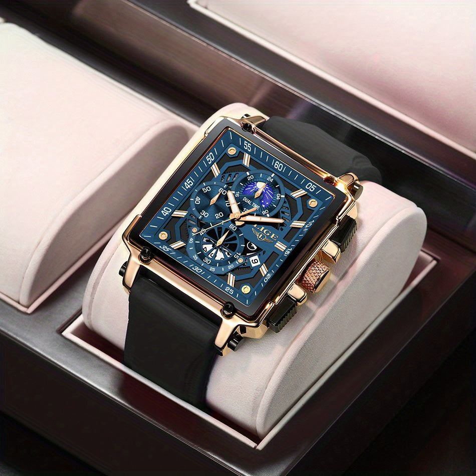 LIGE Fashion Chronograph Watches Sports Wristwatch Men's Accessories, Ideal Choice For Gifts