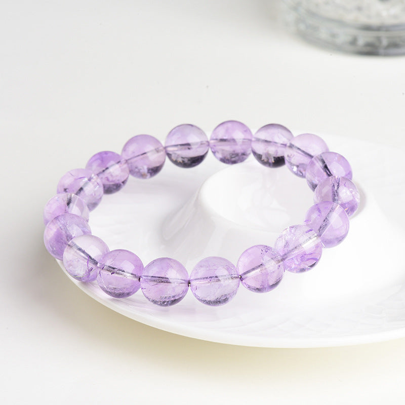 Lavender Round Beads Iced Light Purple Crystal Bracelet