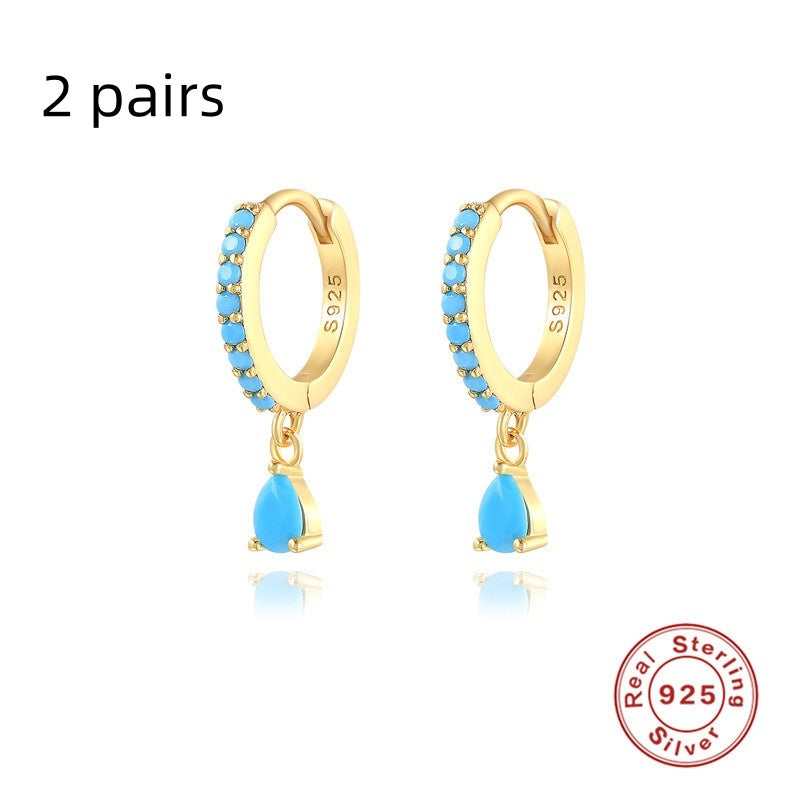 S925 Sterling Silver Diamond Water Drop Eardrop Earring