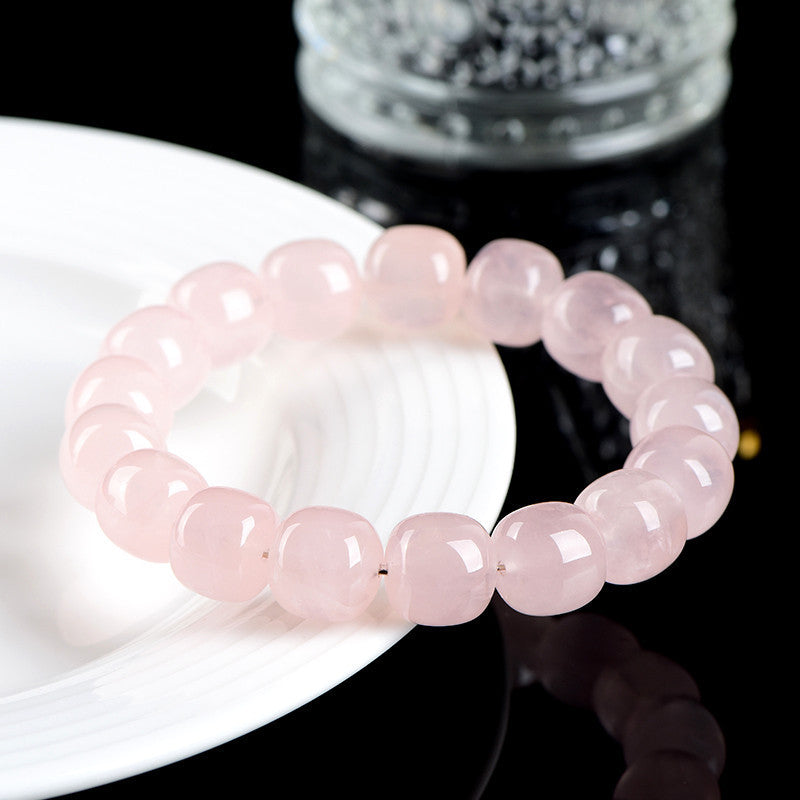 Natural Bamboo Crystal Barrel Bead Bracelet