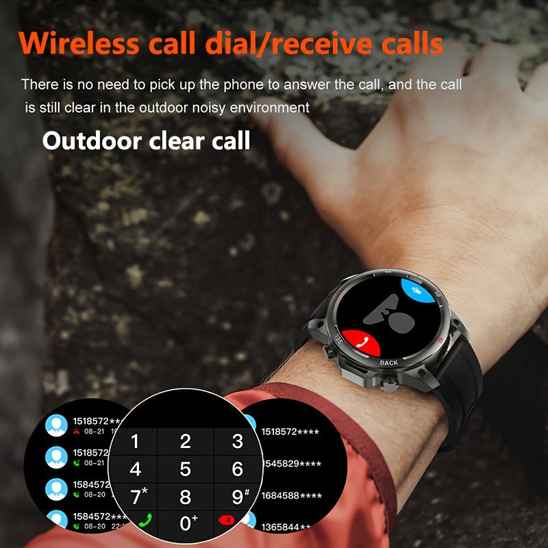 OHUGNA 2024 New GPS Motion Trajectory Smart Watch For Men LED Lighting 360*360 HD Screen AI Voice Wireless Call NFC Smartwatch, Compass Sport Fitness Tracker Watches Outdoor Sports Smart Watch For Men Father's Day Gift