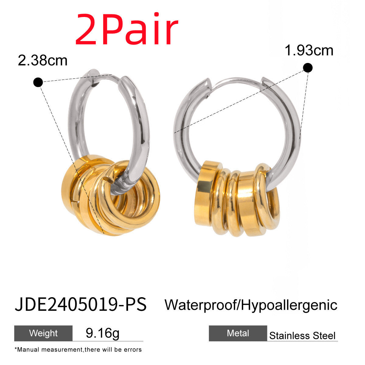Personality Stainless Steel Color Matching Earrings