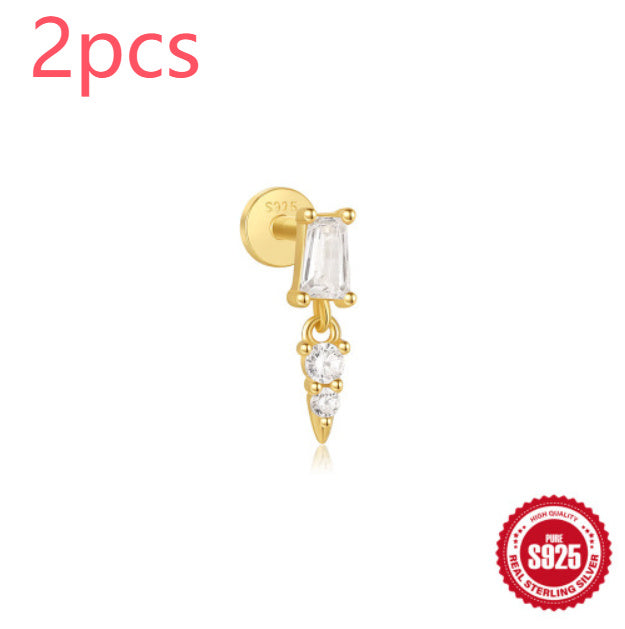 925 Sterling Silver XINGX Inlaid Tassel Piercing Ear Stud