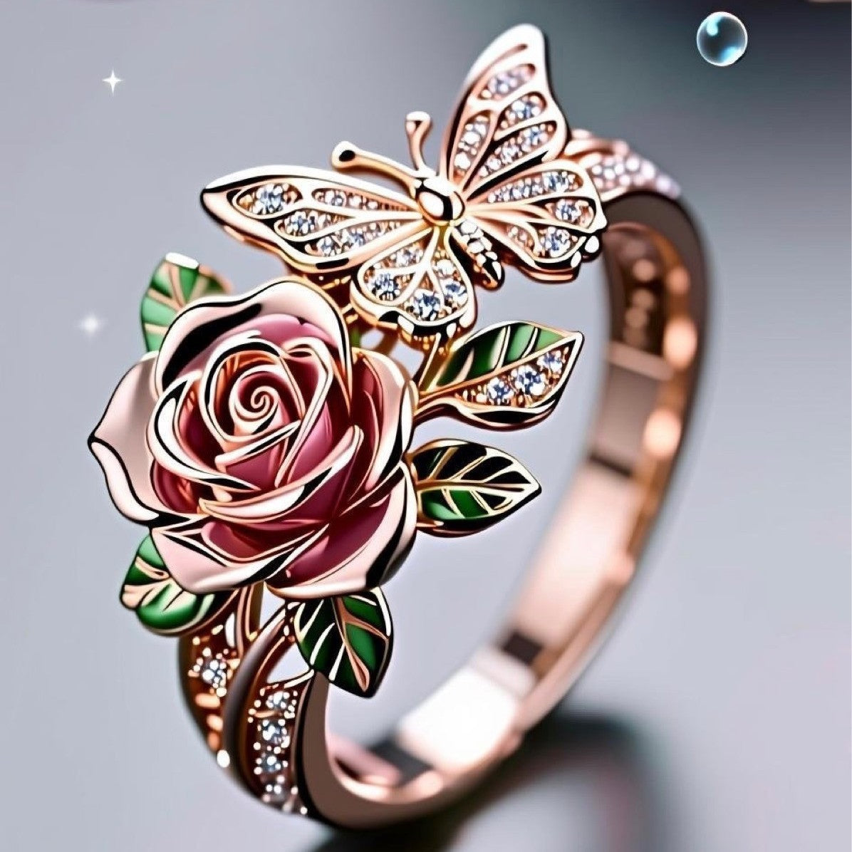 Colorful Oil Necklace Butterfly Personality Ring
