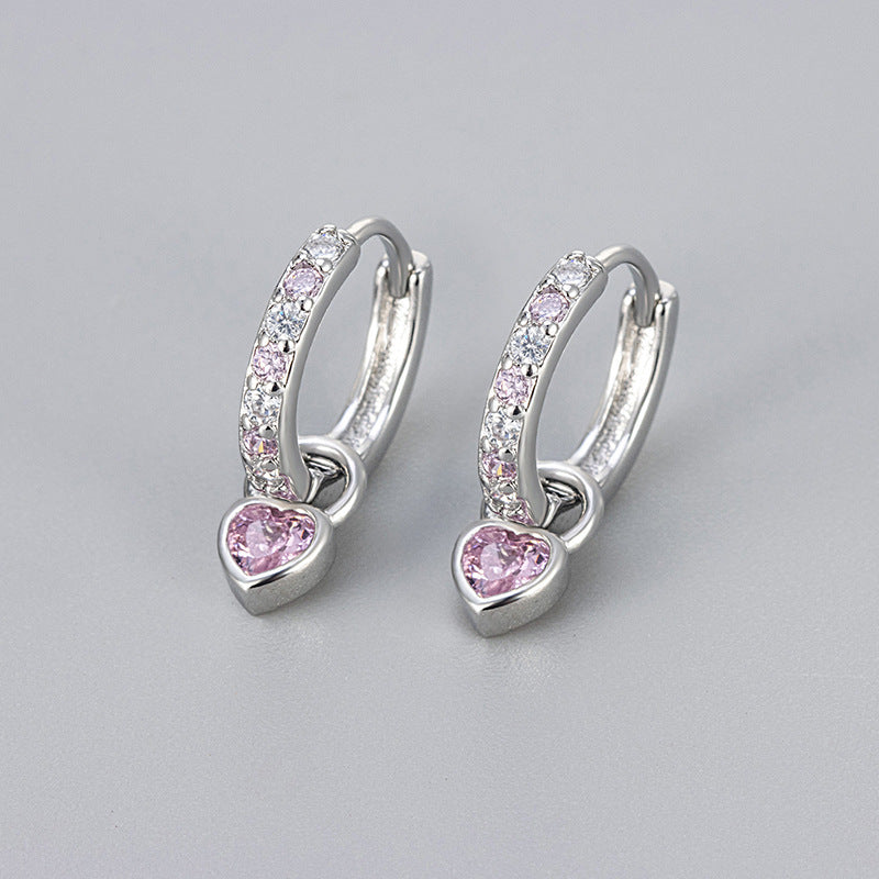 Fashion Color Zircon Earrings Female With Hearts Eardrops