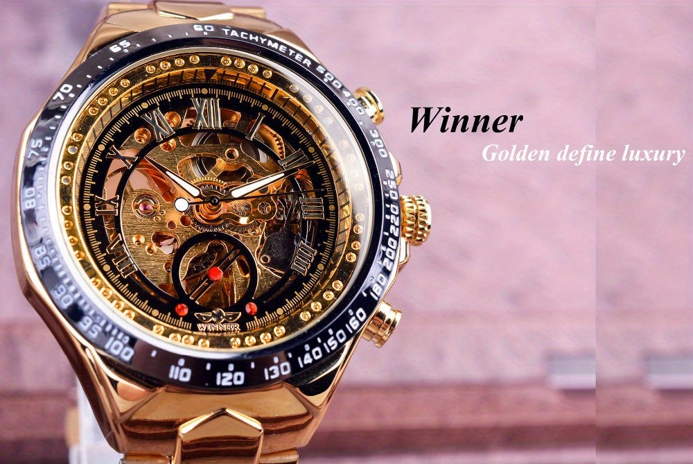 Winner Mechanical Sport Design Bezel Men's Watches, Skeleton Wristwatch, Men's Accessories