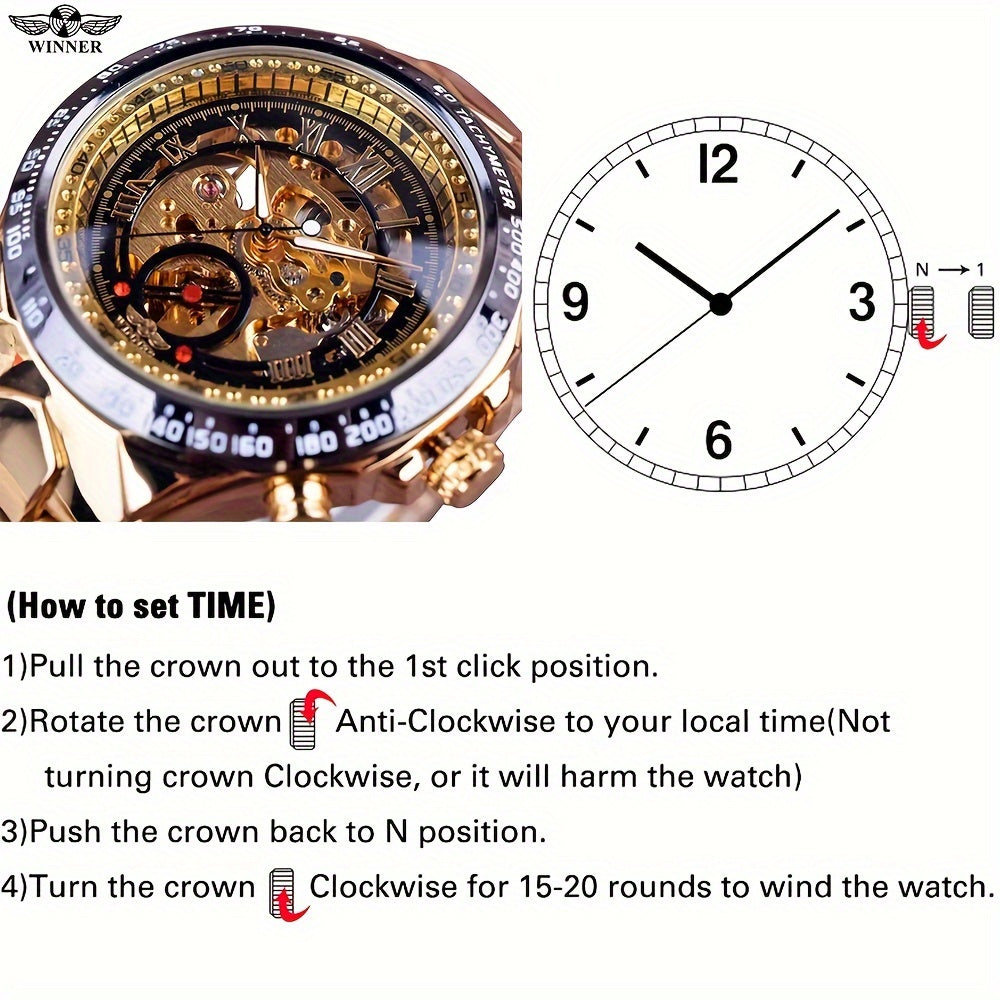 Winner Mechanical Sport Design Bezel Men's Watches, Skeleton Wristwatch, Men's Accessories