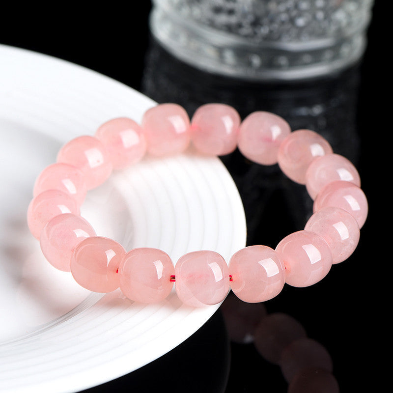 Natural Crystal Barrel Shaped Bead Bracelet