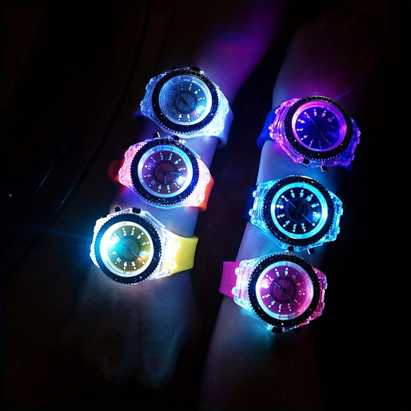 Trendy LED Glowing Watches Rhinestone Stubbed Silicone Watches Gift For Birthday Christmas Gift Accessories